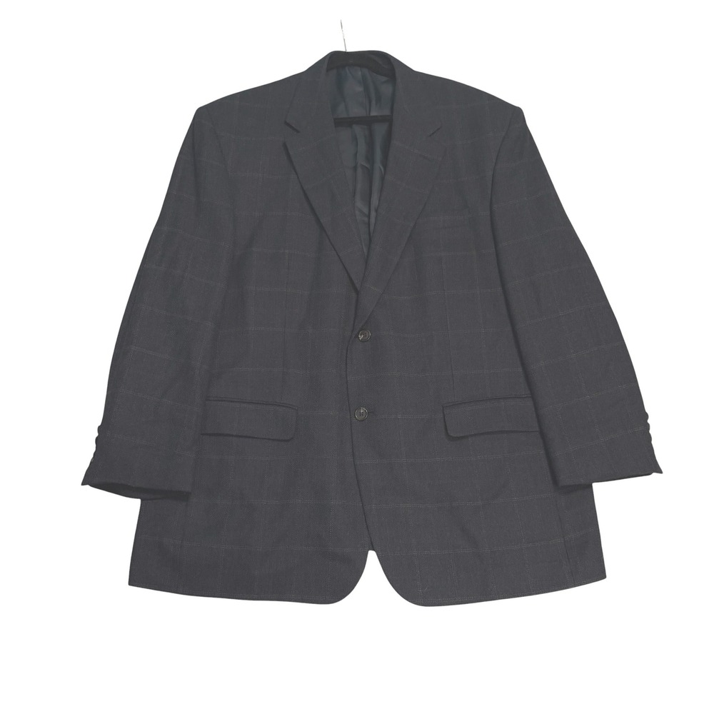 Lauren Ralph Lauren Blazer Mens 48L Grey Wool Windowpane Herringbone Sport Coat